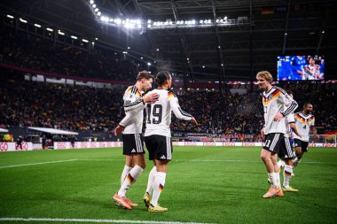LEIPZIG, GERMANY - 17 Kasım 2025: Leon Goretzka, Leroy Sane, Nick Woltemade - Dünya Kupası 2026 ön eleme karşılaşması Almanya ile Slovakya arasında Red Bull Arena 'da.