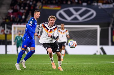 LEIPZIG, GERMANY - 17 Kasım 2025: Nick Woltemade - Dünya Kupası 2026 ön eleme karşılaşması Almanya ile Slovakya arasında Red Bull Arena 'da.