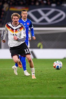 LEIPZIG, GERMANY - 17 Kasım 2025: Lubomir Satka, Nick Woltemade - Dünya Kupası eleme karşılaşması Almanya ile Slovakya arasında Red Bull Arena 'da.