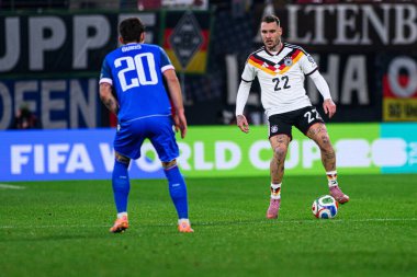 LEIPZIG, GERMANY - 17 Kasım 2025: David Raum - Dünya Kupası 2026 ön eleme karşılaşması Almanya ile Slovakya arasında Red Bull Arena 'da.