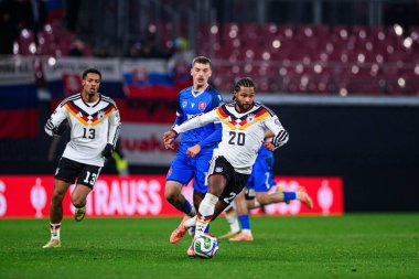 LEIPZIG, GERMANY - 17 Kasım 2025: Serge Gnabry - Dünya Kupası 2026 ön eleme karşılaşması Almanya ile Slovakya arasında Red Bull Arena 'da.