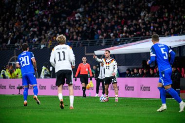 LEIPZIG, GERMANY - 17 Kasım 2025: David Raum - Dünya Kupası 2026 ön eleme karşılaşması Almanya ile Slovakya arasında Red Bull Arena 'da.