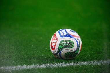 LEIPZIG, GERMANY - 17 Kasım 2025: Trionda, adidas ball - Dünya Kupası 2026 ön eleme karşılaşması Almanya ile Slovakya arasında Red Bull Arena 'da.