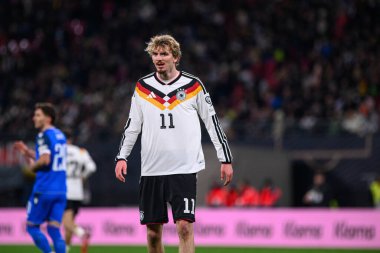 LEIPZIG, GERMANY - 17 Kasım 2025: Nick Woltemade - Dünya Kupası 2026 ön eleme karşılaşması Almanya ile Slovakya arasında Red Bull Arena 'da.