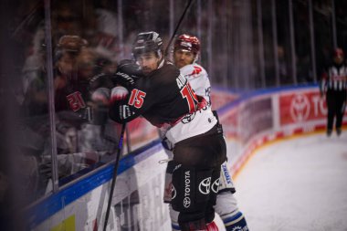 COLOGNE, ALMANY - 23 Kasım 2025: Louis-Marc Aubry - Hokey maçı DEL Koelner Haie - Lanxess Arena 'da Schwenninger Vahşi Kanatları.