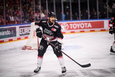 COLOGNE, GERMANY - 23 Kasım 2025: Maximilian Glotzl - Hokey maçı DEL Koelner Haie - Lanxess Arena 'da Schwenninger Vahşi Kanatları.