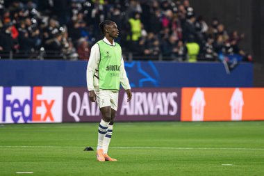 FRANKFURT, GERMANY - 26 Kasım 2025: Odilon Kossounou - UEFA Şampiyonlar Ligi maçı Eintracht Frankfurt - Atalanta Bergamo Deutsche Bank Park 'ta.