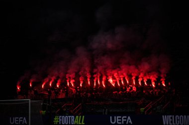 FRANKFURT, GERMANY - 26 Kasım 2025: - UEFA Şampiyonlar Ligi maçı Eintracht Frankfurt ile Atalanta Bergamo Deutsche Bank Park 'ta karşı karşıya.