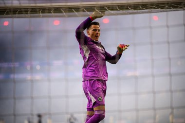 FRANKFURT, GERMANY - 26 Kasım 2025: Michael Zetterer - UEFA Şampiyonlar Ligi maçı Eintracht Frankfurt - Atalanta Bergamo Deutsche Park 'ta.