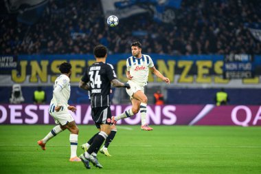 FRANKFURT, GERMANY - 26 Kasım 2025: - UEFA Şampiyonlar Ligi maçı Eintracht Frankfurt ile Atalanta Bergamo Deutsche Bank Park 'ta karşı karşıya.