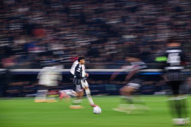 FRANKFURT, GERMANY - 26 Kasım 2025: - UEFA Şampiyonlar Ligi maçı Eintracht Frankfurt ile Atalanta Bergamo Deutsche Bank Park 'ta karşı karşıya.