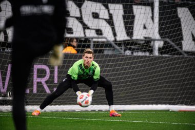 MOENCHENGLADBACH, ALMANY - 28 Kasım, 2025: Moritz Nicolas - 1. Bundesliga futbol maçı Borussia Moenchengladbach Borussia Park 'ta RB Leipzig' e karşı..