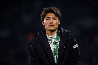 MOENCHENGLADBACH, ALMANY - 28 Kasım 2025: Shuto Machino - 1. Bundesliga futbol maçı Borussia Moenchengladbach Borussia Park 'ta RB Leipzig' e karşı..