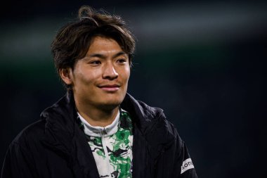 MOENCHENGLADBACH, ALMANY - 28 Kasım 2025: Shuto Machino - 1. Bundesliga futbol maçı Borussia Moenchengladbach Borussia Park 'ta RB Leipzig' e karşı..