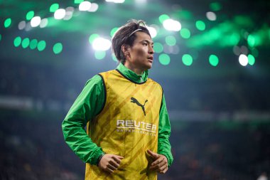 MOENCHENGLADBACH, ALMANY - 28 Kasım 2025: Shuto Machino - 1. Bundesliga futbol maçı Borussia Moenchengladbach Borussia Park 'ta RB Leipzig' e karşı..