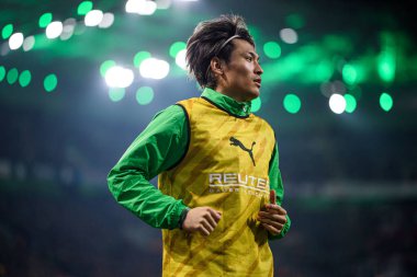 MOENCHENGLADBACH, ALMANY - 28 Kasım 2025: Shuto Machino - 1. Bundesliga futbol maçı Borussia Moenchengladbach Borussia Park 'ta RB Leipzig' e karşı..