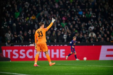 MOENCHENGLADBACH, ALMANY - 28 Kasım, 2025: Moritz Nicolas - 1. Bundesliga futbol maçı Borussia Moenchengladbach Borussia Park 'ta RB Leipzig' e karşı..