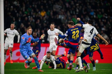 MOENCHENGLADBACH, ALMANY - 28 Kasım, 2025: - 1. Bundesliga futbol maçı Borussia Moenchengladbach Borussia Park 'ta RB Leipzig' e karşı..