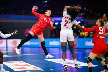 DORTMUND, Almanya - 3 Aralık 2025: Desortova Eliska - Kadınlar Hentbol Dünya Şampiyonası 2025 Westfallenhalle 'de.