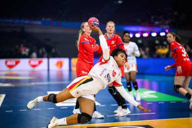 DORTMUND, Almanya - 3 Aralık 2025: Kassoma Albertina Da Cruz - Kadınlar Hentbol Dünya Şampiyonası 2025 Westfallenhalle 'de.