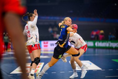 DORTMUND, GERMANY - 3 Aralık 2025: Koppang Nina - Kadınlar Hentbol Dünya Şampiyonası 2025 Norveç 'e karşı Westfallenhalle' de.