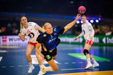 DORTMUND, GERMANY - 3 Aralık 2025: Koppang Nina - Kadınlar Hentbol Dünya Şampiyonası 2025 Norveç 'e karşı Westfallenhalle' de.