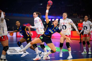 DORTMUND, GERMANY - 3 Aralık 2025: Blohm Linn - Dünya Bayanlar Hentbol Şampiyonası 2025 Norveç 'e karşı Westfallenhalle' de.