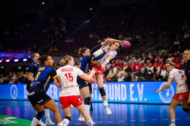 DORTMUND, GERMANY - 3 Aralık 2025: Breistol Kristine - Dünya Bayanlar Hentbol Şampiyonası 2025 Norveç 'e karşı Westfallenhalle' de.