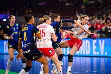 DORTMUND, GERMANY - 3 Aralık 2025: Breistol Kristine - Dünya Bayanlar Hentbol Şampiyonası 2025 Norveç 'e karşı Westfallenhalle' de.