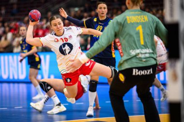 DORTMUND, GERMANY - 3 Aralık 2025: Ingstad Vilde Mortensen - Dünya Bayanlar Hentbol Şampiyonası 2025 Norveç 'e karşı Westfallenhalle' de.