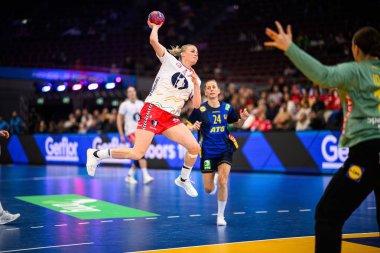 DORTMUND, GERMANY - 3 Aralık 2025: Kristiansen Veronica Egebakken - Dünya Bayanlar Hentbol Şampiyonası 2025 Norveç 'e karşı Westfallenhalle' de.