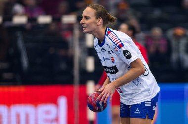 DORTMUND, GERMANY - 4 Aralık 2025: Pernille Brandenborg - Dünya Bayanlar Hentbol Şampiyonası 2025 Sırbistan, Westfallenhalle 'de Faroe Adaları' na karşı.