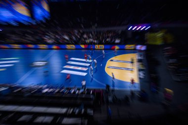 DORTMUND, GERMANY - 4 ARALIK 2025: Sırbistan 'ın Westfallenhalle' deki Faroe Adalarına Karşı Bayanlar Hentbol Şampiyonası 2025.