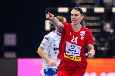 DORTMUND, GERMANY - 4 Aralık 2025: Jovana Skrobiç - Dünya Bayanlar Hentbol Şampiyonası 2025 Sırbistan, Westfallenhalle 'de Faroe Adaları' na karşı.