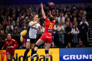 DORTMUND, GERMANY - 4 Aralık 2025: Xenia Smits - Dünya Bayanlar Hentbol Şampiyonası 2025 Karadağ, Westfallenhalle 'de Almanya' ya karşı.