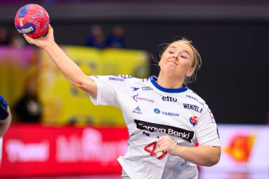 DORTMUND, ALMANY - 6 Aralık 2025: Maria Halsdottir Weyhe - Kadınlar Hentbol Dünya Şampiyonası 2025 Faroe Adası - Westfallenhalle Adası.