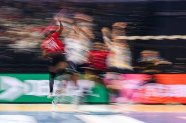 DORTMUND, GERMANY - 7 ARALIK, 2025 Kadınlar Hentbol Dünya Şampiyonası 2025 Angola İsveç 'e karşı Westfallenhalle' de.