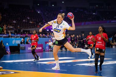 DORTMUND, GERMANY - 7 Aralık 2025: Hagman Nathalie - Kadınlar Hentbol Dünya Şampiyonası 2025 Angola, Westfallenhalle 'de İsveç' e karşı.