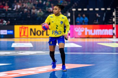 DORTMUND, GERMANY - 7 Aralık 2025: De Paula Bruna - Dünya Bayanlar Hentbol Şampiyonası 2025 Norveç - Brezilya - Westfallenhalle.