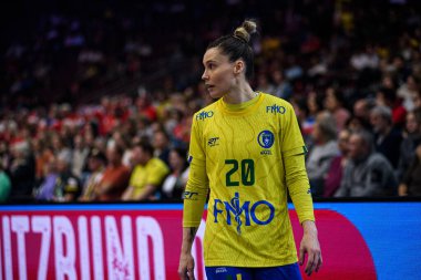 DORTMUND, GERMANY - 7 Aralık 2025: Fais Munhoz Araujo Larissa - Kadınlar Hentbol Dünya Şampiyonası 2025 Norveç ve Brezilya Westfallenhalle karşılaşması.