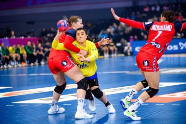 DORTMUND, GERMANY - 7 Aralık 2025: Guarieiro Giulia - Dünya Bayanlar Hentbol Şampiyonası 2025 Norveç - Brezilya - Westfallenhalle.