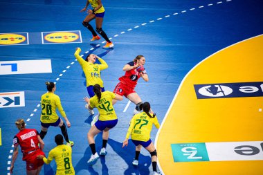 DORTMUND, GERMANY - 7 ARALIK, 2025 Kadınlar Hentbol Dünya Şampiyonası 2025 Norveç - Brezilya - Westfallenhalle.