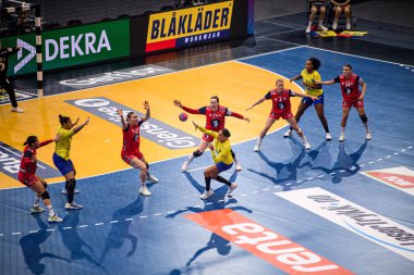 DORTMUND, GERMANY - 7 ARALIK, 2025 Kadınlar Hentbol Dünya Şampiyonası 2025 Norveç - Brezilya - Westfallenhalle.