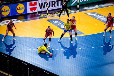 DORTMUND, GERMANY - 7 ARALIK, 2025 Kadınlar Hentbol Dünya Şampiyonası 2025 Norveç - Brezilya - Westfallenhalle.