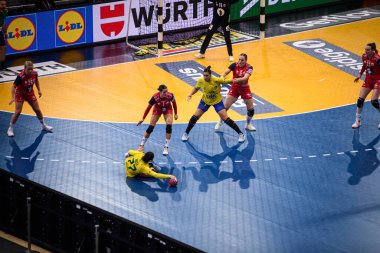 DORTMUND, GERMANY - 7 ARALIK, 2025 Kadınlar Hentbol Dünya Şampiyonası 2025 Norveç - Brezilya - Westfallenhalle.