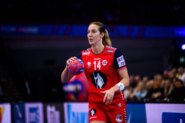 DORTMUND, GERMANY - 7 Aralık 2025: Breistol Kristine - 2025 Dünya Bayanlar Hentbol Şampiyonası Norveç - Brezilya - Westfallenhalle.