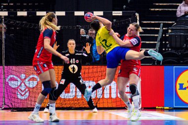 DORTMUND, GERMANY - 7 ARALIK, 2025 Kadınlar Hentbol Dünya Şampiyonası 2025 Norveç - Brezilya - Westfallenhalle.