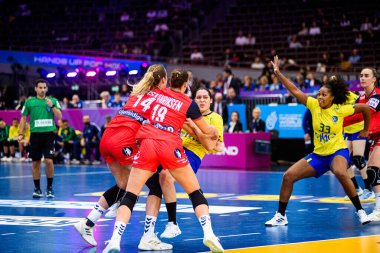 DORTMUND, GERMANY - 7 ARALIK, 2025 Kadınlar Hentbol Dünya Şampiyonası 2025 Norveç - Brezilya - Westfallenhalle.