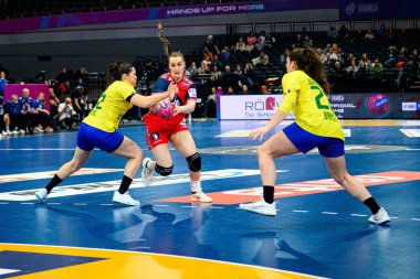 DORTMUND, GERMANY - 7 Aralık 2025: Deila Live Rushfeldt - Dünya Bayanlar Hentbol Şampiyonası 2025 Norveç - Brezilya - Westfallenhalle.