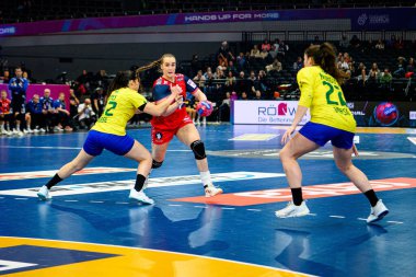 DORTMUND, GERMANY - 7 Aralık 2025: Deila Live Rushfeldt - Dünya Bayanlar Hentbol Şampiyonası 2025 Norveç - Brezilya - Westfallenhalle.